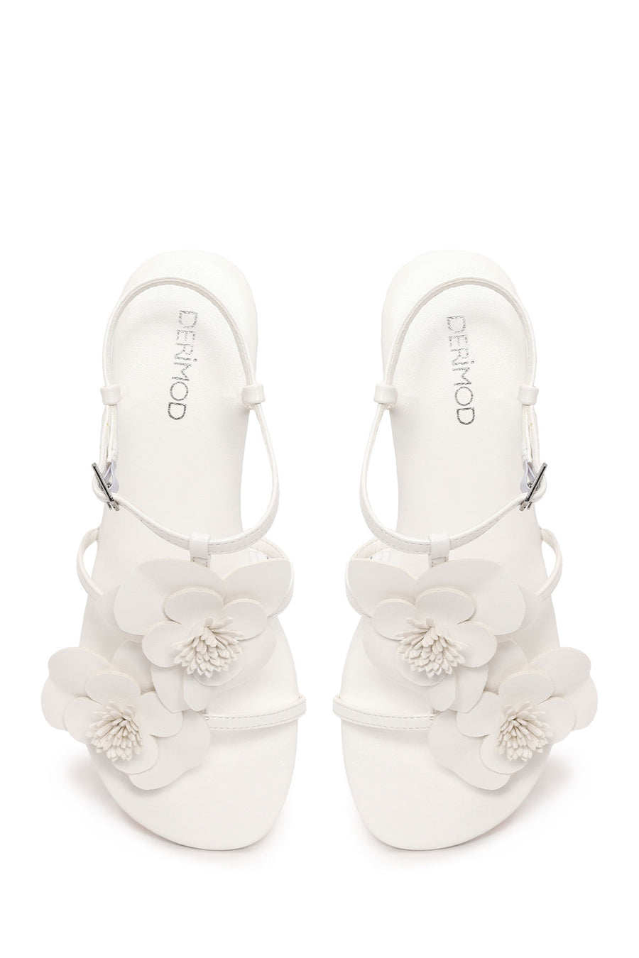 Woman White Ankle-Buckle Floral Sandal