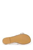Woman White Ankle-Buckle Floral Sandal | Derimod