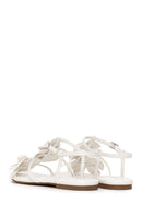 Woman White Ankle-Buckle Floral Sandal | Derimod