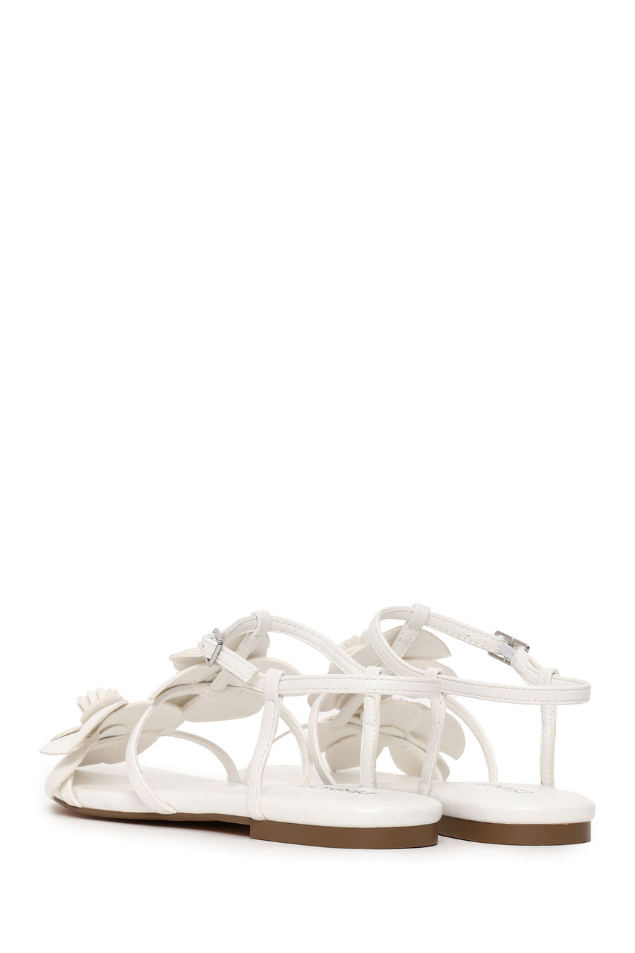 Woman White Ankle-Buckle Floral Sandal