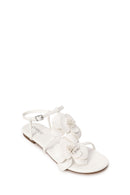 Woman White Ankle-Buckle Floral Sandal | Derimod