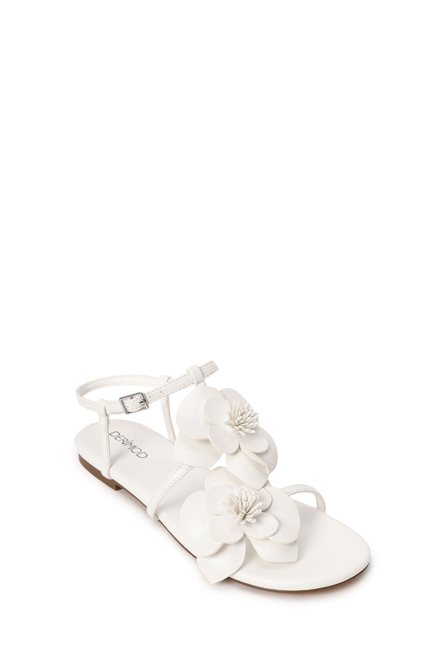Woman White Ankle-Buckle Floral Sandal