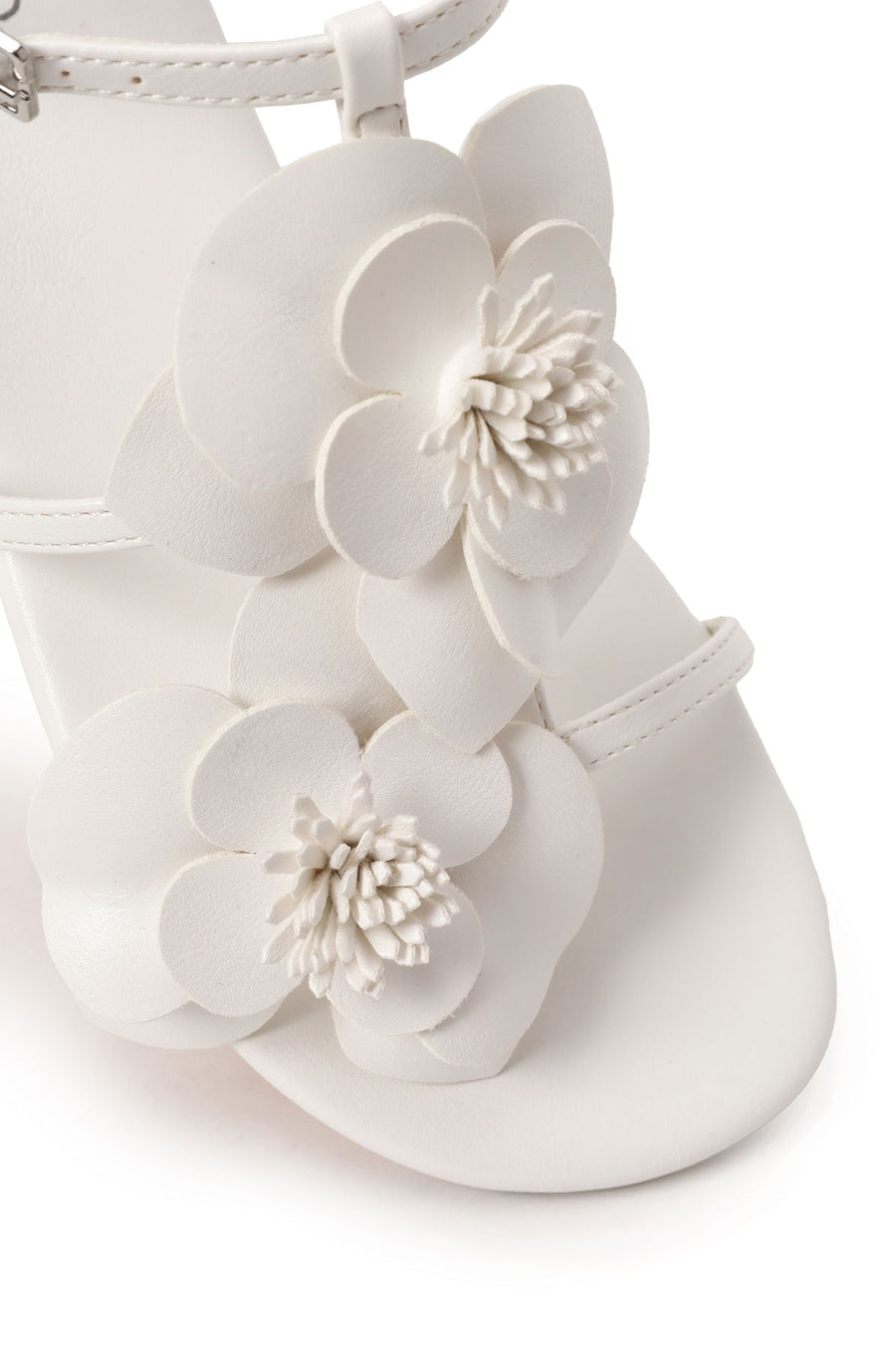 Woman White Ankle-Buckle Floral Sandal