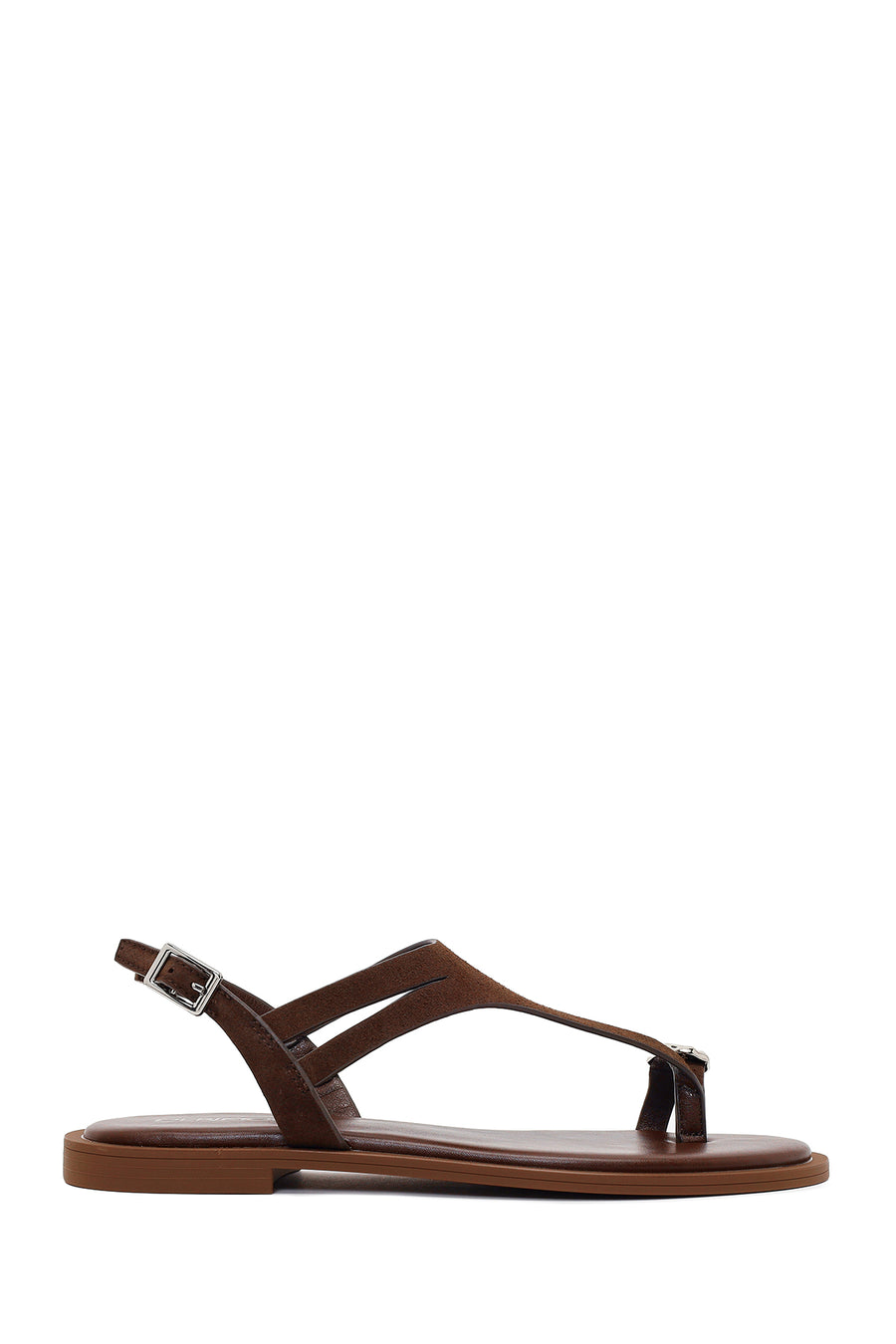 Woman Brown Buckled Suede Thong Sandal 26SFD442610 | Derimod