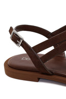 Woman Brown Buckled Suede Thong Sandal | Derimod