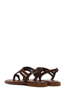 Woman Brown Buckled Suede Thong Sandal | Derimod