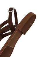 Woman Brown Buckled Suede Thong Sandal | Derimod