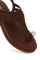 Woman Brown Buckled Suede Thong Sandal | Derimod