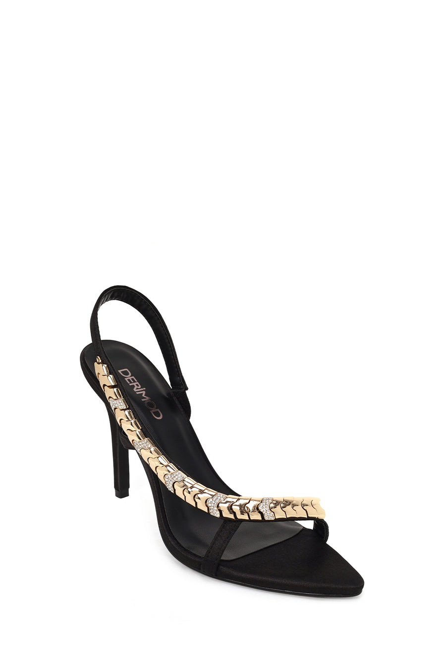Woman Black Embellished High Thin-Heeled Sandal