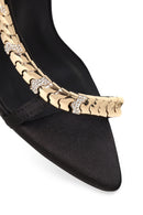 Woman Black Embellished High Thin-Heeled Sandal | Derimod