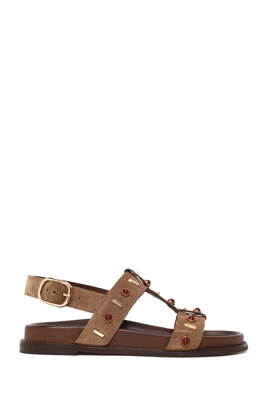 Women's Mink Stone Suede Leather Sandals 26SFD550110 | Derimod