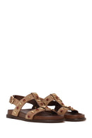 Women's Mink Stone Suede Leather Sandals | Derimod