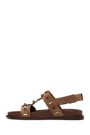 Women's Mink Stone Suede Leather Sandals | Derimod