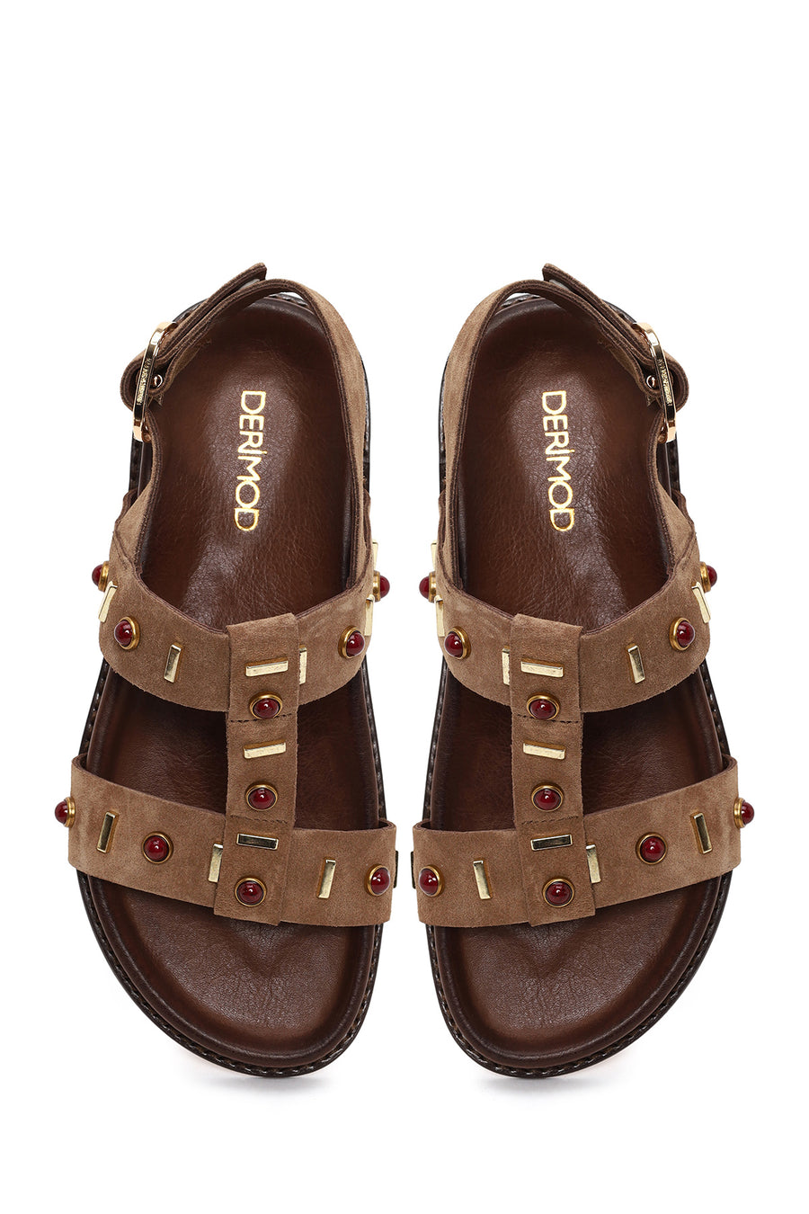Women's Mink Stone Suede Leather Sandals