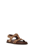 Women's Mink Stone Suede Leather Sandals | Derimod