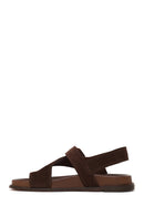 Woman Brown Toe-Post Suede Sandal | Derimod