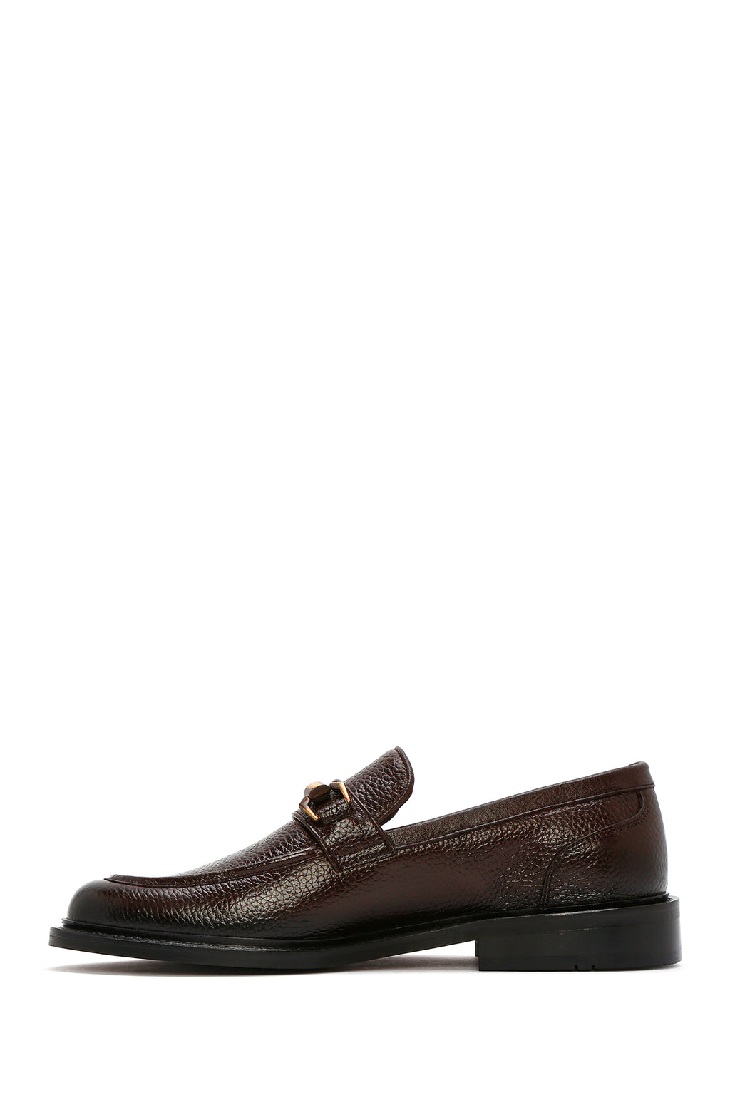 Erkek Kahverengi Tokalı Deri Klasik Loafer