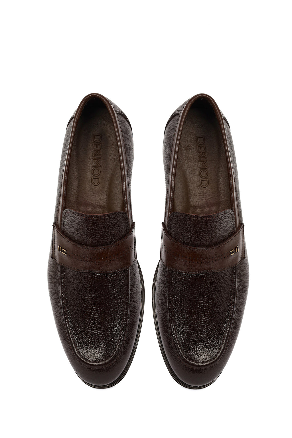 Erkek Kahverengi Deri Klasik Loafer