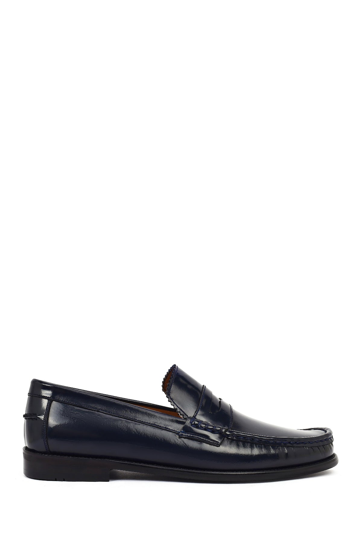 Erkek Lacivert Deri Klasik Loafer 26SFD601722 | Derimod