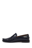 Erkek Lacivert Deri Klasik Loafer | Derimod