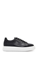 Men's Black Lace-up Thick-Sole Leather Sneaker | Derimod