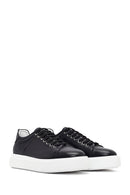 Men's Black Lace-up Thick-Sole Leather Sneaker | Derimod