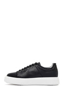 Men's Black Lace-up Thick-Sole Leather Sneaker | Derimod