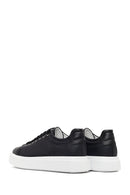 Men's Black Lace-up Thick-Sole Leather Sneaker | Derimod