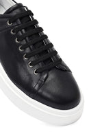 Men's Black Lace-up Thick-Sole Leather Sneaker | Derimod