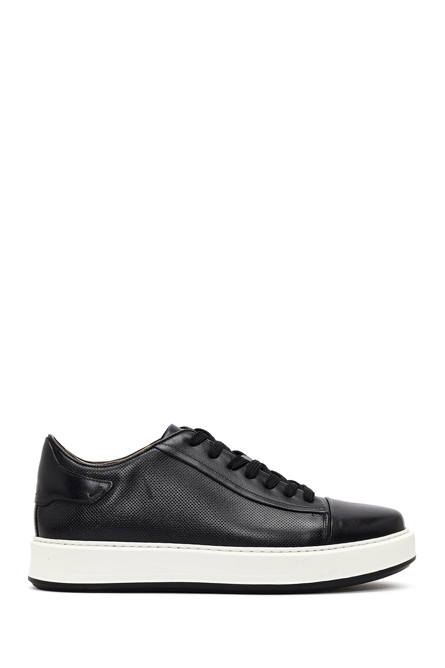 Erkek Siyah Bağcıklı Kalın Tabanlı Deri Sneaker 26SFD610618 | Derimod