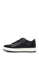 Erkek Siyah Bağcıklı Kalın Tabanlı Deri Sneaker | Derimod