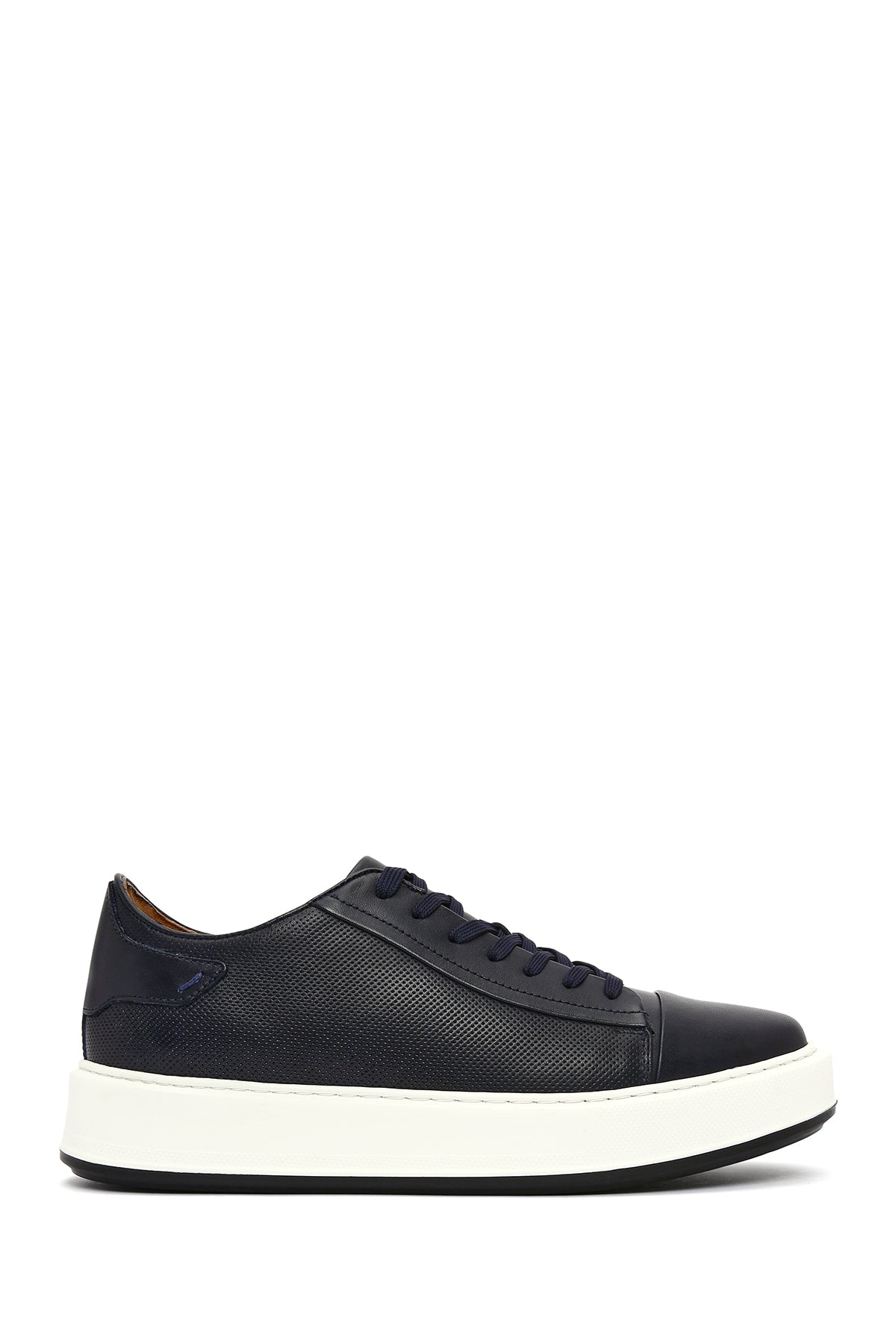 Erkek Lacivert Bağcıklı Kalın Tabanlı Deri Sneaker 26SFD610618 | Derimod