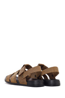 Men's Beige Strapped Nubuck Leather Sandals | Derimod