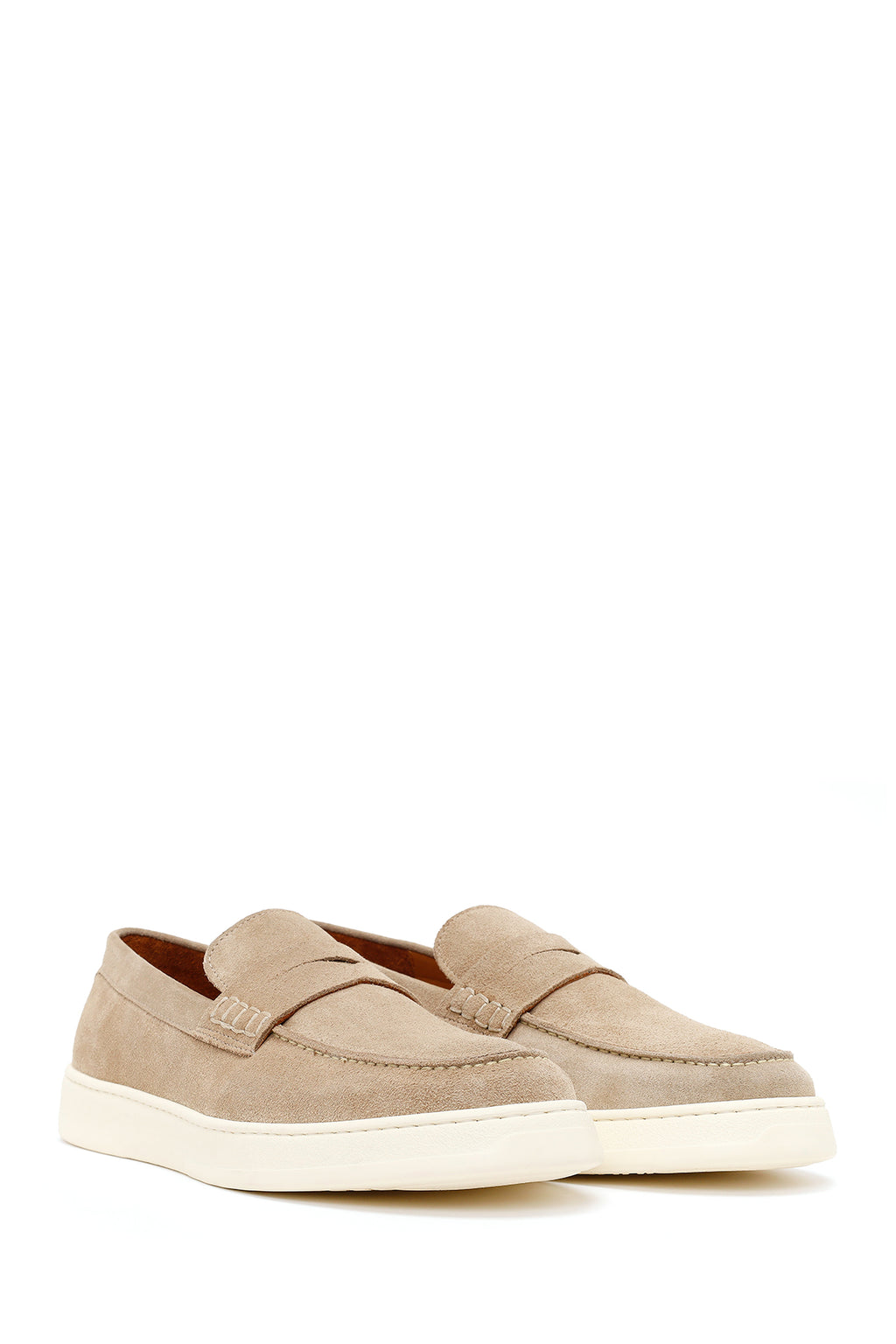 Erkek Bej Süet Deri Casual Loafer