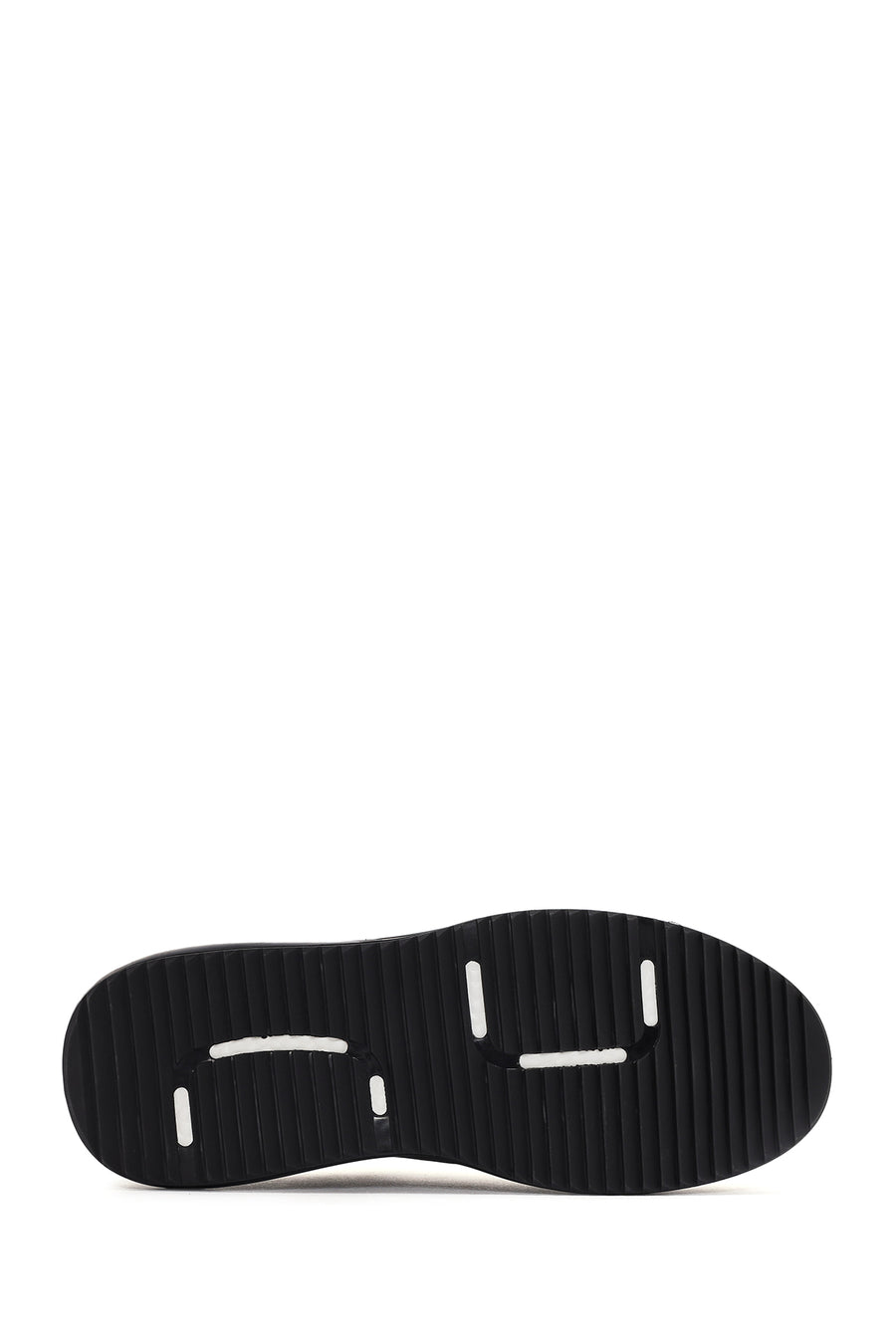 Erkek Siyah Bağcıklı Kalın Tabanlı Deri Sneaker