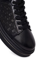 Male Black Lace-Up Leather Sneaker | Derimod
