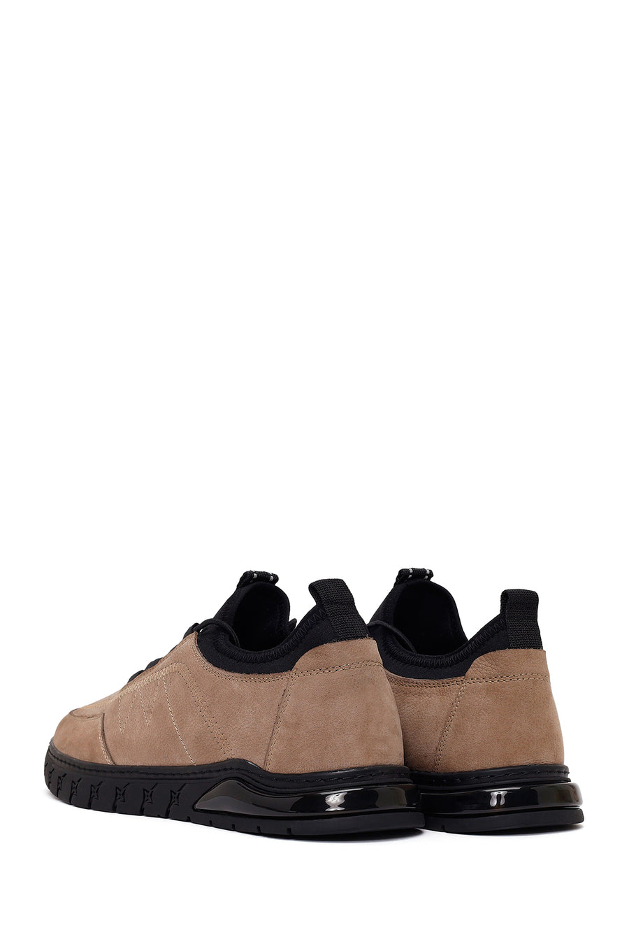 Erkek Vizon Bağcıklı Nubuk Deri Sneaker