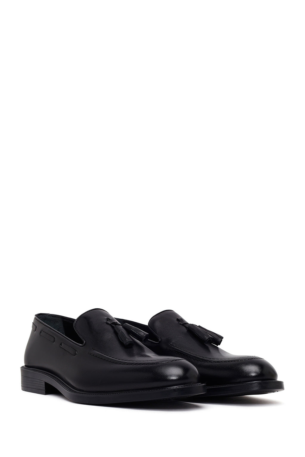 Erkek Siyah Püsküllü Deri Klasik Loafer