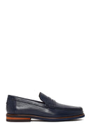 Erkek Lacivert Deri Loafer | Derimod