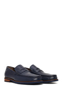 Erkek Lacivert Deri Loafer | Derimod