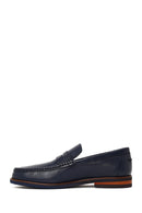 Erkek Lacivert Deri Loafer | Derimod