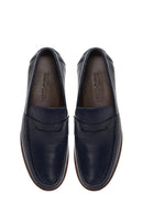 Erkek Lacivert Deri Loafer | Derimod