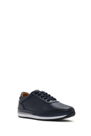 Erkek Lacivert Bağcıklı Deri Casual Sneaker | Derimod
