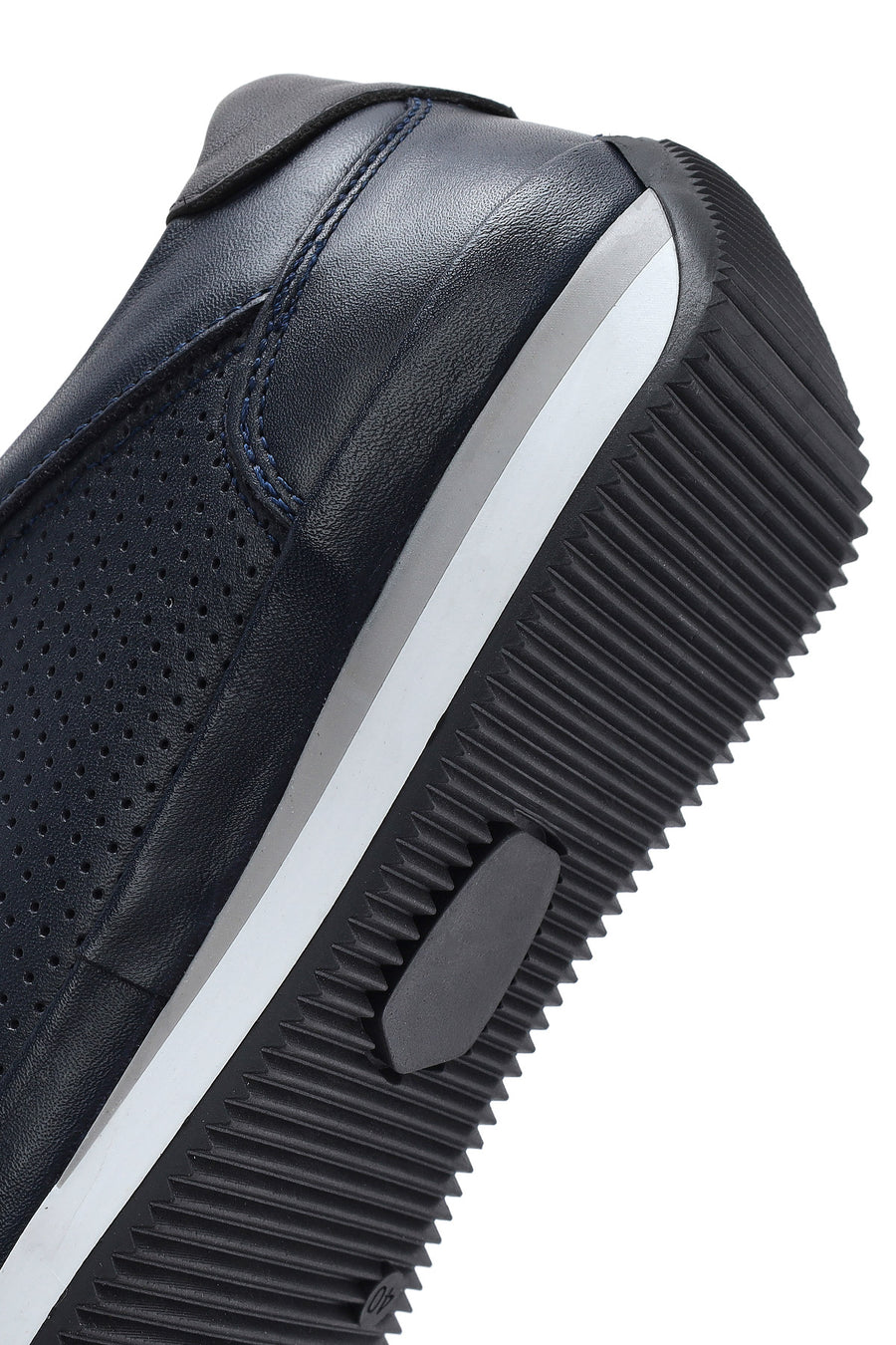 Erkek Lacivert Bağcıklı Deri Casual Sneaker