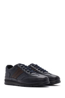 Erkek Lacivert Bağcıklı Deri Casual Sneaker | Derimod