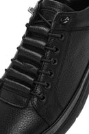 Erkek Siyah Bağcıklı Deri Sneaker | Derimod