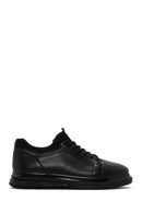 Men's Black Lace-up Thick-Sole Leather Sneaker | Derimod