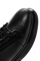 Men's Black Lace-up Thick-Sole Leather Sneaker | Derimod