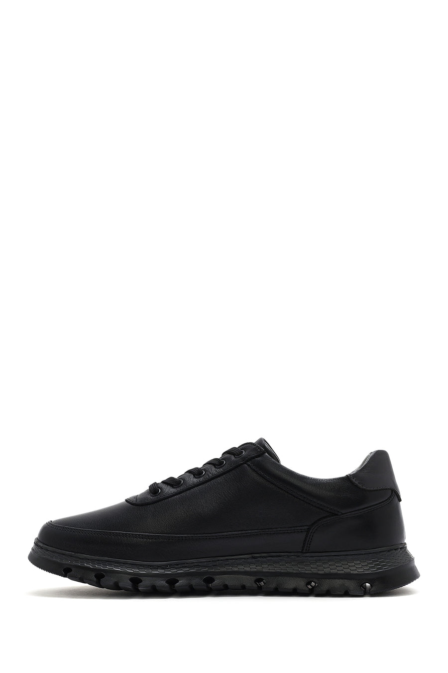 Men's Black Lace-up Leather Sneaker