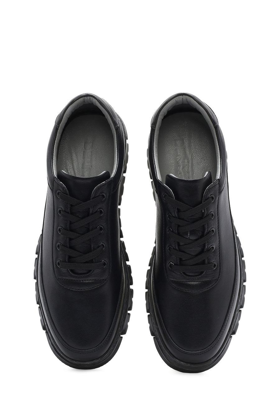 Men's Black Lace-up Leather Sneaker